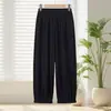 Pantalones Finos de Verano para Mamá, Pantalones Largos Sueltos Elásticos de Cintura Alta, Ropa Exterior Casual Adelgazante para Mujeres de Mediana Edad y Mayores
