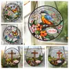 Cuatro Estaciones de Vitalidad Primaveral, Decoraciones Colgantes de Flores y Pájaros, Película de Color Acrílico 2D, Deslumbrantes Decoraciones Coloridas para Ventanas, Decoraciones para Porche, Accesorios