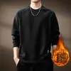 Sudadera Redonda de Alto Nivel Estilo Americano 320g Peso Pesado Empalmada para Hombre, Chaqueta Pulóver Holgada de Manga Larga de Moda para Otoño e Invierno con Forro Polar