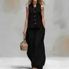 Comércio Exterior 2026 Site Independente Transfronteiriço Europeu e Americano Conjunto de Verão Amazon Conjunto de Moda Casual com Colete de Gola V e Calça Longa