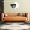 Sofá de cuero pequeño para apartamento, sala de estar y dormitorio, diseño simple y moderno, adecuado para propiedades de alquiler, de tres plazas, sofá doble, madera estilo italiano