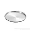 Plato Disco de Acero Inoxidable Estilo Coreano Bandeja Plana Dorada Comercial Fondo Plano Piel Fría Engrosada Cuenco de Arroz Gong Gong Plato de Arroz Plato para Cocinar al Vapor