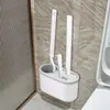 Set de cepillo para inodoro de pared japonés Cepillo de baño Sin ángulo muerto Mango largo Cerdas suaves Cepillo de limpieza Artículos de tocador diarios para el hogar