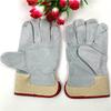 Guantes cortos de soldadura de piel de vaca de dos capas clase AB palma completa color natural media piel lona roja lona amarilla protección laboral guantes de soldador ahora