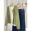 Abrigo Suéter Verde Retro para Mujer, Nuevo Estilo Primavera Temprana 2026, De Moda Este Año, Hermosa Prenda Exterior con Sensación de Lujo, Cárdigan de Punto