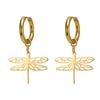 Colgante de Libélula Aretes Colgantes para Mujer Accesorios de Acero Inoxidable Aretes Colgantes de Aro Joyería de Moda Aretes de Acero Inoxidable