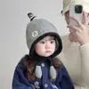 Chapéu Infantil Outono e Inverno Quente Acolchoado de Tricô com Proteção para Orelhas Chapéu de Pelúcia para Meninos e Meninas Lindo Chapéu de Lã à Prova de Vento