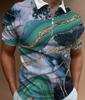 Polo de manga corta para hombre con cremallera, casual, talla grande, estampado abstracto, estampado 3D