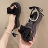 Sandalias de Moda para Mujer 2024 Verano Nuevo Estilo Hada Lazo Suela Gruesa Perla Punta Abierta Romanas Zapatos de Mujer