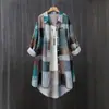 Chamarra de Cuadros Transfronteriza, Corte Holgado, Primavera y Otoño, Tallas Grandes, Casual, Favorecedora, Moderna, Camisa de Manga Larga, Camisa con Protección Solar