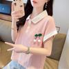 Top Polo de Color Bloque Texturizado con Bolsillo para Mujer Tallas Grandes, Nuevo Estilo Verano 2026, Corte Holgado, Camiseta de Manga Corta Adelgazante para Mujer