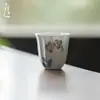 Qingji Youtian Taza de Té Orquídea Lirio del Valle Pintada a Mano Juego de Té Kung Fu Taza de Cerámica para Degustación de Té Melon Prismático Taza Individual de Té