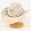 Sombrero de Vaquero del Oeste Americano para Hombres y Mujeres Cabeza de Toro de Metal Lana Ala Ancha Sombrero Retro de Caballero Sombrero de Copa