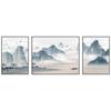 Mural Estilo Chinês Nova Pintura Decorativa Paisagem com Tinta Zen Chinesa Sala de Estar Sofá Parede de Fundo Triptíco Pintura Pendurada