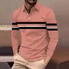 Polo Elegante de Novo Estilo Transfronteiriço Manga Longa Camisa Polo Independente Botões Masculino Casual Gola Lapela Amazon Europa e América