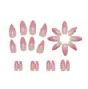 Manicure Francesa Rosa Olho de Gato Usável Unhas Amêndoa Médias Unhas Postiças Exportação Europeia e Americana Unhas Postiças Usáveis