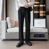Pantalones de Otoño Sencillos para Hombre Color Sólido Profesionales de Negocios Rectos Casuales Sueltos de Alta Calidad Pantalones de Traje Adelgazantes Pantalones de Traje para Hombre
