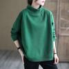 Sudadera para mujer 2025 Otoño e Invierno Nueva Color Puro Suelta Estilo Coreano Jersey de Cuello Alto Medio Sin Capucha de Manga Larga Terciopelo Grueso
