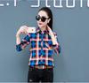 2019 Primavera Nuevo Verano Top Protección Solar Delgado Estilo Coreano Tops Camisa a Cuadros Camisa de Manga Larga para Mujer Talla Grande