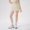 Falda Corta de Yoga Adelgazante de Verano Elástica de Cintura Alta con Forro, Antiexposición, Falda de Tenis con Bolsillo, Falda Plisada Casual para Exterior