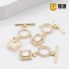 Hebilla otbuckle micro-incrustada envuelta en oro de 14K que conserva el color, hebilla de collar de estrella, circonita rectangular, cierre de perla, hebilla universal de corazón