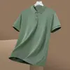 Nueva Camiseta de Manga Corta de Verano para Hombre, Camiseta Transparente de Seda Helada, Color Puro, Casual, Secado Rápido, Top, Camisa Polo para Jóvenes y Personas de Mediana Edad