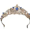 Nueva corona nupcial de pedrería retro aleación galvanizada diadema de cumpleaños Corona accesorios para el cabello de escenario pasarela Corona al por mayor