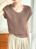 Colete Tricot Simples para Mulheres, Novo Estilo de Verão, Peça de Roupa Externa Solta, Top Chique, Camiseta sem Mangas, Dropshipping Douyin Kuaishou