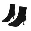 Comercio Exterior Botas Martin Mujer 2026 Otoño Invierno Nuevo Estilo Coreano Moda Punta Fina Tacón Alto Tejido Elástico Adelgazantes Botas Mujer