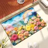 Tapete de flores tridimensional transfronteiriço antiderrapante resistente à sujeira absorvente de secagem rápida Diatomáceas Tapete de lama doméstico resistente ao desgaste Tapete tipo caxemira
