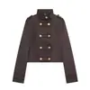 Ropa europea y americana transfronteriza para mujer ZA AliExpress superventas nueva moda ajustada de manga larga de doble botonadura con cuello alto chaqueta