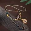 Novo Cordão de Pescoço Ajustável com Contas Dzi Estilo Chinês e Thangka Corda de Algodão Enrolada à Mão Tecida à Mão para Homens e Mulheres Venda por Atacado