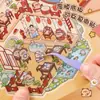 Coleção de adesivos de paisagismo de cena em miniatura de desenho animado esta cabana tridimensional meninas crianças educativo diy adesivos para diário manual