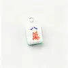 Pingente mini mahjong de resina acessório DIY, amuleto da sorte simulado vermelho "Meio Vermelho", material para brincos e colares