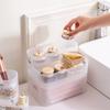 Caja de almacenamiento de cosméticos de escritorio simple al por mayor, compartimento abatible para clasificación, caja de acabado de plástico transparente esmerilado