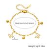 Moda Estilo Coreano Lujo Ligero Combinable Acero Inoxidable Concha Blanca Mariposa Cuentas Redondas Pequeñas Colgante Cadena Joyería Pulsera