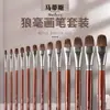 Conjunto de Pincéis de Cerdas Macias para Estudante, Pincel Único Redondo para Aquarela, Pincel para Pintura a Óleo Artística, Pincel Plano para Acrílico, Pincel de Pelo de Lobo para Guache