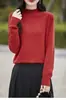Suéter de punto base de algodón de grosor medio para mujer, cuello medio alto, corte holgado, para uso transfronterizo, nuevo top versátil de algodón puro para otoño e invierno