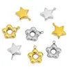 Colgante de Acero Inoxidable Chapado en Oro de 18 Quilates, Estilo Nuevo, Flor y Estrella de Cinco Puntas, Accesorios para Pulsera y Collar DIY, Venta al por Mayor