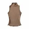 SY91932-26 Colete de outono estilo coreano, puro desejo, sexy, justo, gola alta, sem mangas para mulheres, top que afina a cintura para usar em camadas