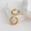 Fábrica de Joias Brincos de Zircônio Embutidos de Superfície Curva Francesa de Alta Qualidade Brincos Banhados a Ouro Real Cobre Brincos de Moda Nicho