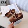 Zapatos para Niños Fan Ka Hao Otoño 2025 Nuevos Zapatos de Princesa con Lazo de Terciopelo para Niñas Zapatos de Abuela para Niños Zapatos Individuales