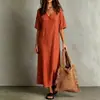 Vestido Feminino Casual Boêmio Solto de Algodão e Linho Versátil com Caimento Emagrecedor - Amazon Transfronteiriça Europeia e Americana 2026