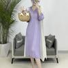 Vestido plisado Mujer 2024 Verano Nuevo talla grande Mujer Holgado Elegante Combinable Puntos de Polka Contraste Falda Larga