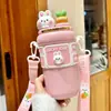 Copo Térmico para Meninas Alto Valor Estudante Grande Capacidade Copo de Isolamento Frio Garrafa de Água Portátil Canudo Duplo para Bebida Copo de Água Infantil