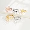 Anillo de plata esterlina S925 soporte vacío femenino oro de 18K diy cera de abeja ámbar turquesa valiente soporte vacío con forma soporte para anillo