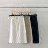 EVERTRUE 2024 primavera novo estilo coreano saia feminina cintura alta fenda traseira midi 331176