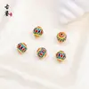 Cuentas Redondas con Esmalte Cloisonné en Forma de Diamante, Cuentas Sueltas de Azul Quemado con Goteo de Aceite para Pulseras, Collares DIY y Accesorios de Ensamblaje de Cuentas
