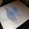 Brincos Rombo Vazado Cravejados de Diamantes Agulha de Prata, Estilo Nicho, Brincos Elegantes para Banquete de Vestido, Brincos de Luxo Leve de Alta Qualidade para Mulheres
