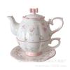 Nueva olla de cerámica rosa con platillo para café, ideal como regalo, estilo retro francés para la tarde.